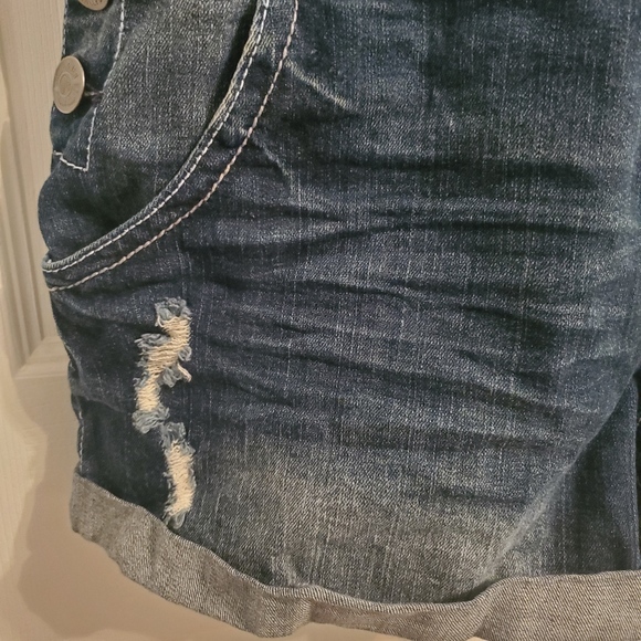 Wallflower | Denim Cuffed Hem Shorts Overalls - Picture 2 of 7